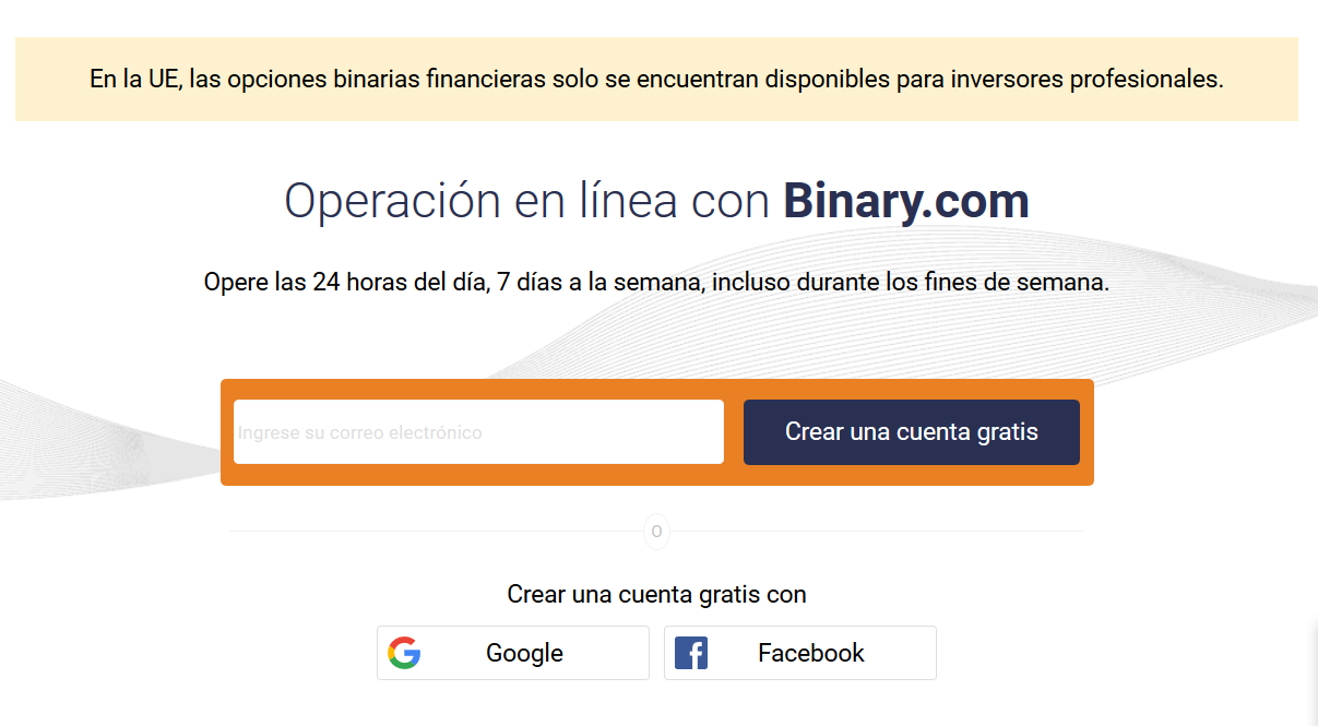 Registrate en binary.com